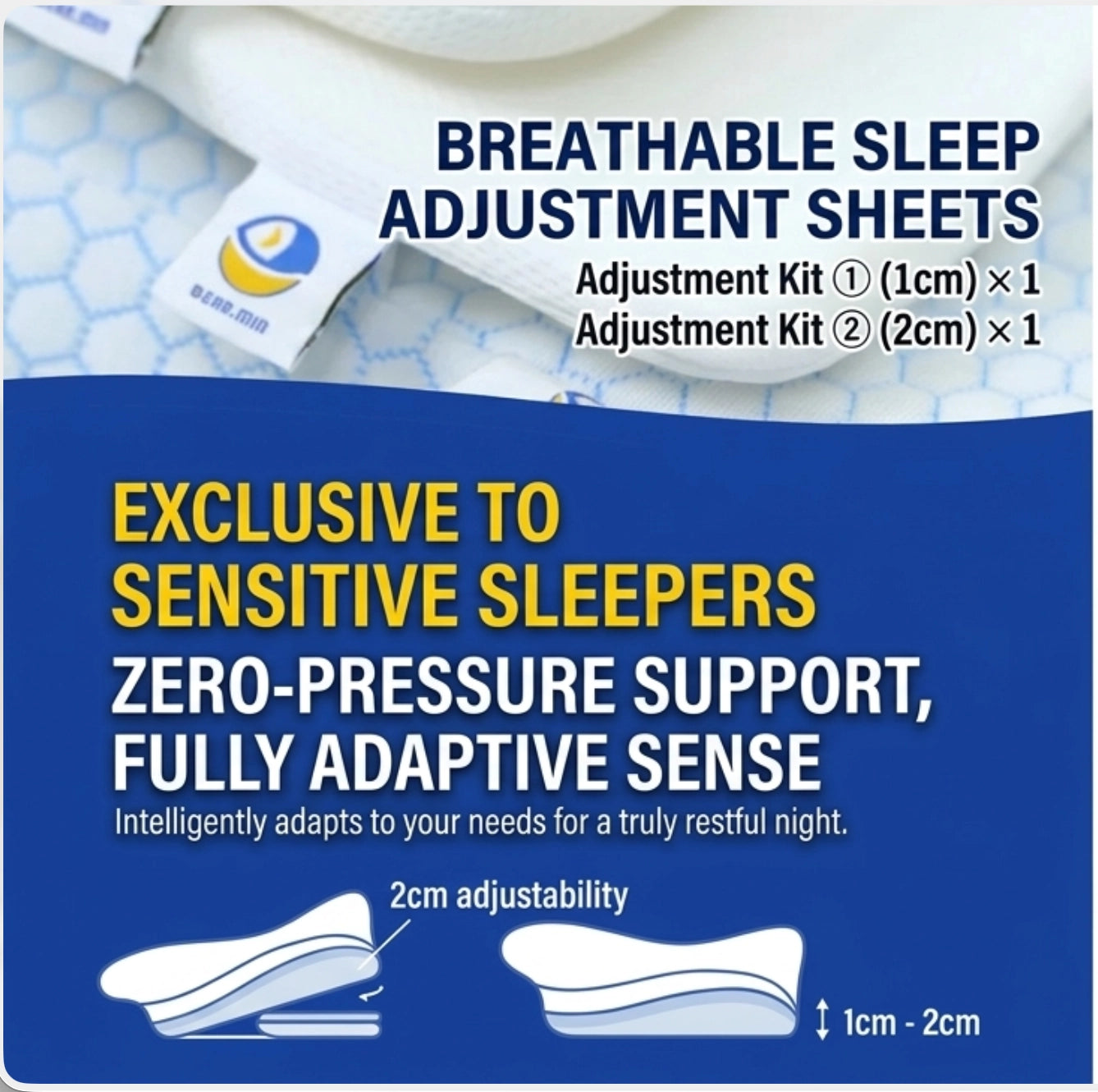 [For Adult] Premium Quick Sleep Anti-Snoring Pillow — Adjustable Support for Sensitive Sleepers